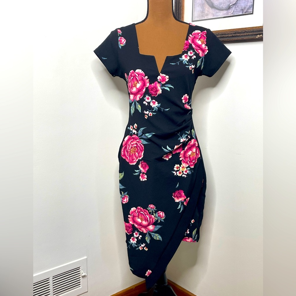 Black floral dress, size L